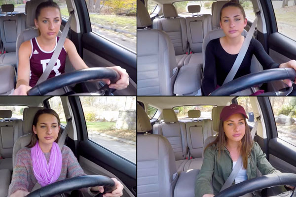 4 photo montage of the same teen driving