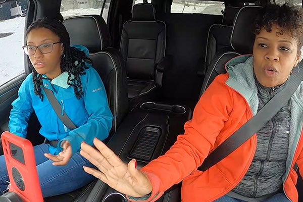 teen and her mother in a car