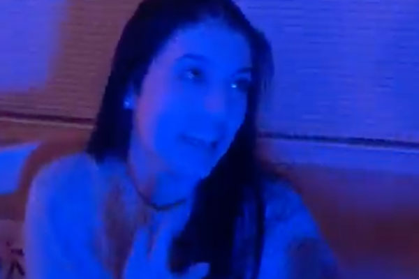 girl in dark blue light