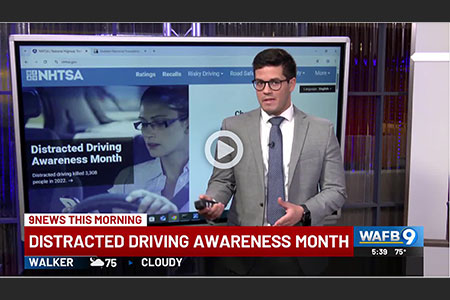 news anchor talking about distracted driving