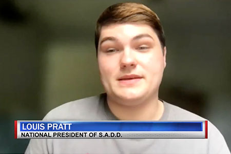 SADD representative speaking on the air