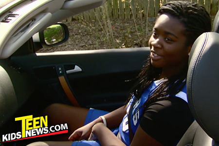 A teen in a car - close up